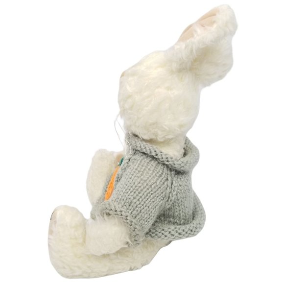 Vtg 96 Gibson Greetings Rabbit Bunny Plush Hand Knit Sweater Carrot Stuffed - Picture 3 of 10